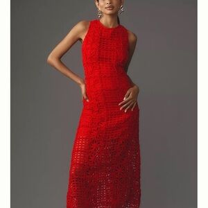 Anthropologie Endless Rose Sleeveless Textured
Midi Dress RED Size M